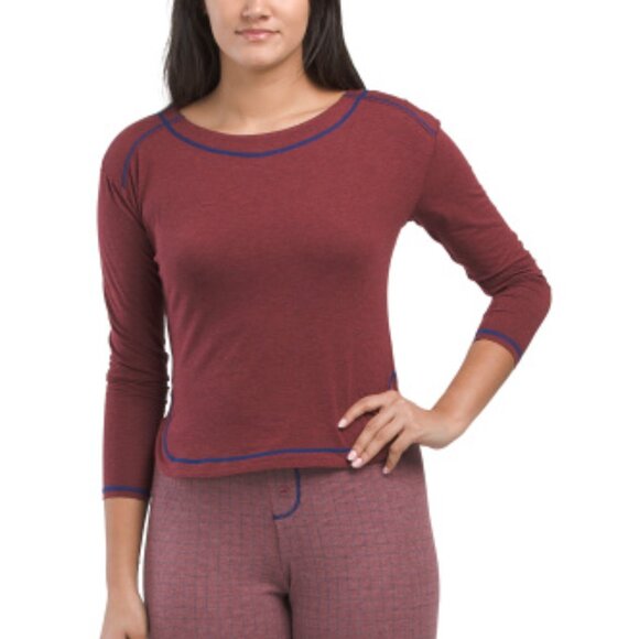 NEW FREE PEOPLE 2pc Chill Evening Pajamas Set  in wine or women 1125 3s2 - Picture 5 of 9